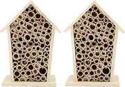 Lwuey 2PCS Bee House, Wooden Insect Hotel Bamboo Wall Mounted Bees Habitat Bug Garden Shelter Insects House Decoration Nests Box Decorations for Butterfly Bird Outdoors Attracts Bee Hive Pollinators