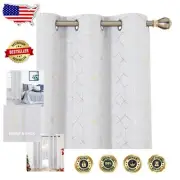 Thermal Insulated Noise-Reducing Window Drapes - 42W x 95L, Greyish Star White