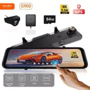 WOLFBOX G900 Mirror 4K Rear View Camera Dash Cam Front and Rear Free 32GB Card