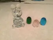 LARGE CRYSTAL EASTER BUNNY * CRYSTAL EASTER EGGS* LARGE COLORED FIGURINE SET
