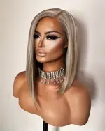 9 COLORS Sleek 14” Long Bob Realistic Natural HD Lace Frontal C Part Left Side