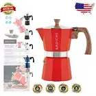 Milano Italian Coffee Maker - 6-Cup Stovetop Espresso with Easy Milk Frother