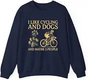 [X.Style] I Like Cycling and Dogs and Maybe People for Cyclist ds027 Sweater Navy S