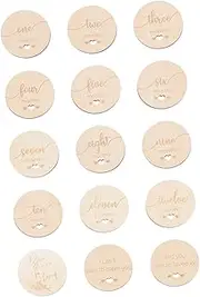 Abaodam Unique Baby Milestone Cards 15 Pcs Wooden Set New Born Baby Present Photo Prop for Baby Photography Decor