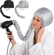 Portable Adjustable Bonnet Hair Drying Cap Hat Hood Soft Women Blow Dryer Hairdressing Tool Home for Hair Styling Curling Coloring Condition (Black)