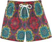 [RPLIFE] Boys Short Swim Trunks, Anti Chafe Swim Trunks for Boys 2 T, Floral Vibrant Red