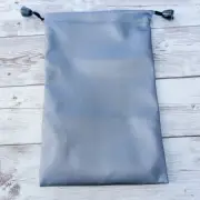 7" x 5" Metallic Grey Drawstring Bag - Small Bag / Glasses Bag - New