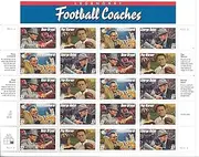 Legendary Football Coaches Sheet of Twenty 32 Cent Stamps Scott 3143