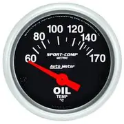 Autometer Sport-Comp Oil Temp Gauge Electric - 60 - 150 C, 2 1/16 Inch, Short Sweep, AU3348-M