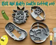 Rick and Morty Set of 4 Cookie and Fondant Cutters | Pickle and lemon