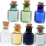 Amosfun 7Pcs Cube Wish Bottles Colorful Bottles for Perfume Candy Drifting Vintage Mini Jars with Stoppers for Weddings Party Decorations