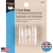 Dritz 469-61 Cord Stops for Drawstrings on Garment and Bags, Clear 2-Count