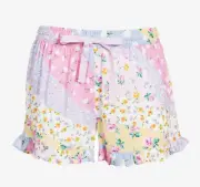 NEW PETER ALEXANDER WOMENS VISCOSE RUFFLE HEM FLORAL SHORTS MEDIUM M RRP$49.95