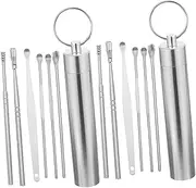 GANAZONO 2 Sets Portable Stainless Steel Ear Cleaning Kit Durable Removal Tool with Comfortable for Daily Use Ergonomic Design for Easy Handling