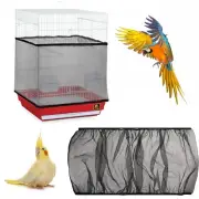 Adjustable Bird Cage Seed Catcher Net Cover Elastic Band Mesh Cover Black for...