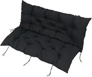 Porch Swing Cushion, Uniform Filling Outdoor Swing Cushion Polyester PP Cotton Sun Proof for Patio (Black)