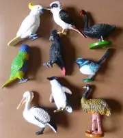 AUSTRALIAN BIRDS COLLECTION of 9 Small REPLICAS Kooka Swan Emu Penguin Lorikeet