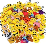 Dreampark Emoji Keychain Mini Cute Plush Pillows, Party Favors for Kids Halloween / Birthday Party Supplies, Emoticon Gifts Toys Carnival Prizes for Kids School Classroom Rewards (64 Pack)