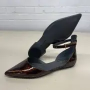 FRANCO SARTO L-Racer Ankle Strap Flat Shoe Women's Size US 6.5M Brown