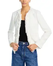 Derek Lam 10 Crosby Garcia Fringe Tweed Open Jacket