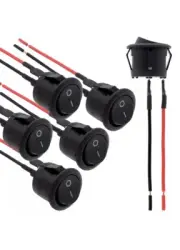 6 Pcs Mini Rocker Switch, 12V ON Off Toggle Switch for Boat, Car - Round Rocker