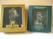 2 Waterford Crystal Christmas Ornaments MILLENIUM Angel & Marquis Praying Angel