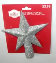 NEW NWT Silver Star Christmas Mini Tree Topper 1 inch 5 3/4 X 5