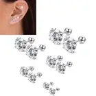 20G 16G Stud Earrings Round Clear Cubic Zirconia Screw Back Ear Piercing