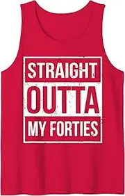 [Generic] Straight Outta My Forties Funny 50th Birthday Tank Top T-Shirt for Men Crew Neck Tee Shirt
