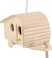 BESPORTBLE Wooden Hanging Bird House Small Bird Nesting Box for Garden Decor Durable Natural Wood Design with Hanging Rope for Courtyard Park and Home Use