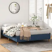 Metal Bed Frame Mattress Foundation Blue