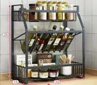 Three Tier Carbon Steel Spice Rack Kitchen Organizer Storage Shelf