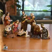 Zayton Statue Nativity Scene Set Baby Jesus Manger Christmas Crib Figurines