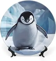 Decorative Ceramic Penguin Plates for Displaying Boho Style Decorative Plates with China Display Stand for Home Decor 7 Inch