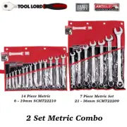 Sidchrome 14 + 7 Piece Ring & Open End Metric Spanner Sets 6mm - 36mm