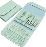 Manicure Set Nail Clippers Tools Household 12/16Pcs Stainless Steel Ear Spoon Nail Cutters Scissors Kit For Manicure Tools,16pcs Green