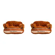2x Friends Couch Soft Plush Squeaking Dog Interactive Fun Play Toy 20cm Brown
