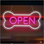 Sign Lamp Dog Bone "Open" Neon Signs USB Powered LED Neon Lights For Art Pet Shop Bar Salon Art Hotel Wall Decoration 20.5cm×42cm