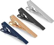 [Aolvo] Tie Clips for Men, Shiny & Matte Necktie Tie Bar Pinch Clips, Valued Pack in a Gift Box (4, Morden), Morden, Metal, Agate
