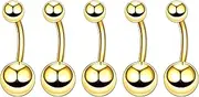 [Decentraland] 5PCS Silvery With Sphere 1.6mm(14G) Navel Belly Studs Belly Button Rings Body Piercing Barbells Piercing Jewelry Titanium Steel Surgical Steel Stainless Steel 10mm
