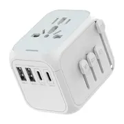 5A 3USB Port Type & C Outlet Converter Plug Power Universal Travel Adapter White