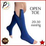 Presadee Premium Navy Open Toe 20-30 mmHg Firm Leg Compression Zipper Socks