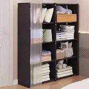 Portable Wardrobe Rack,Cloth Wardrobe,Wardrobes, Wardrobe with Compartments, with Multiple Storage Areas and Wardrobe Door Curtain, for Bedrooms