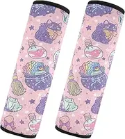 Car Seat Belt Pads 2 Piecing Soft Unique Auto Seatbelt Shoulder Pad Camera Bag Strap Cover Car Accessories for Adults Youth Kids M Happy Halloween Purple Witch