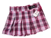 16-18 XL Size Pink Justice Pleated Plus Size Plaid Skirt with Under Shorts