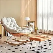 OWELLK Leisure Rocking Chair and Footstool,Upholstered Rocker Chair Glider Chair Modern Glider Rocker Chair Indoor Upholstered Rocking Chair for Living Room Upholstered Rocker Chair(Orange)