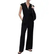 MANGO Pocket Cap Sleeve Jumpsuit in Black at Nordstrom, Size Medium
