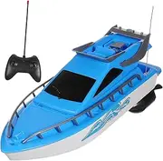 Abaodam 1 Set Remote Control Speedboat for High Velocity Pool and Beach Boat Plaything Safe Material Present for Boys and Design Blue