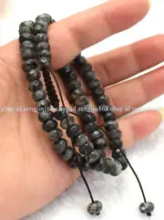 2 Pcs Faceted 5x8mm Black Labradorite Rondelle Gemstone Beads Bracelet 7.5" AAA+
