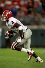 Champ Bailey of the Georgia Bulldogs runs with the ball 1997 Old Photo